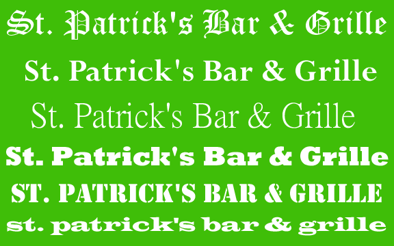 sample fonts for St. Patrick's Bar & Grille