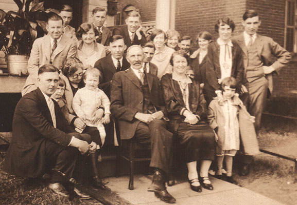 William F. and Nora (Jordan) Rabbett surrounded by their family on their 25th wedding anniversary in May 1927.